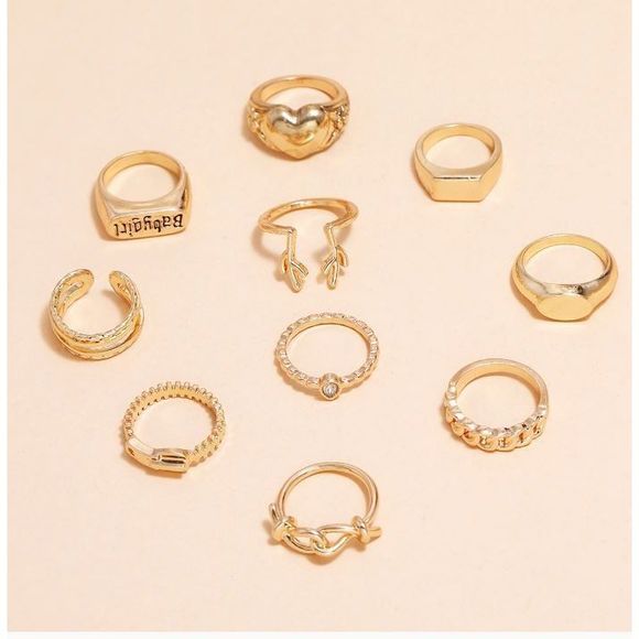 10 PCS Gold Knuckle Ring Set - Picture 2 of 5